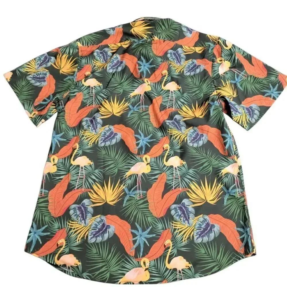 Hawaiian Flamingo Green Button Down Shirt on Sale 5 for $25 - Picture 2 of 6